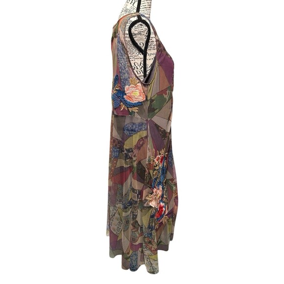 NWT Johnny Was Embroidered Cassia Mesh with Slip Dress Large Midi Art Fairy Boho - Picture 2 of 10